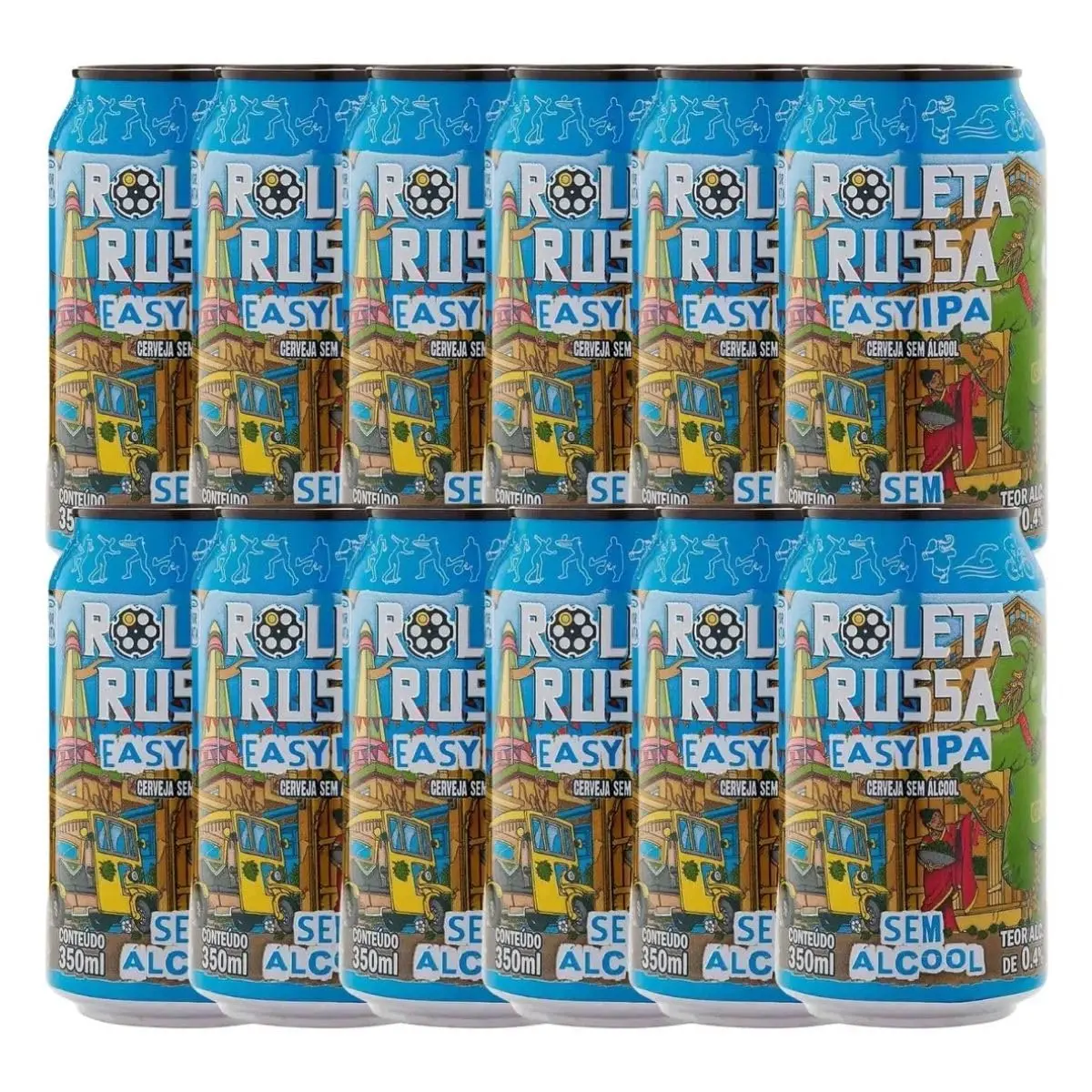 Roleta Russa Easy IPA Sem Álcool 350ml Kit com 12 Cervejas | Sem Álcool, Kit 12 Unidades, 350ml cada, IPA, Easy IPA