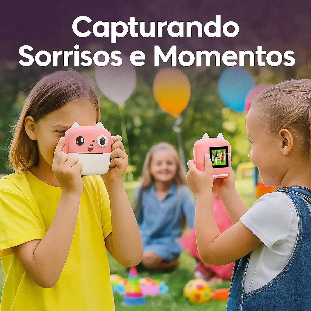 Câmera Infantil Instantânea Full Hd Fotos Jogos Divertidos Cor Rosa thumbnail 2