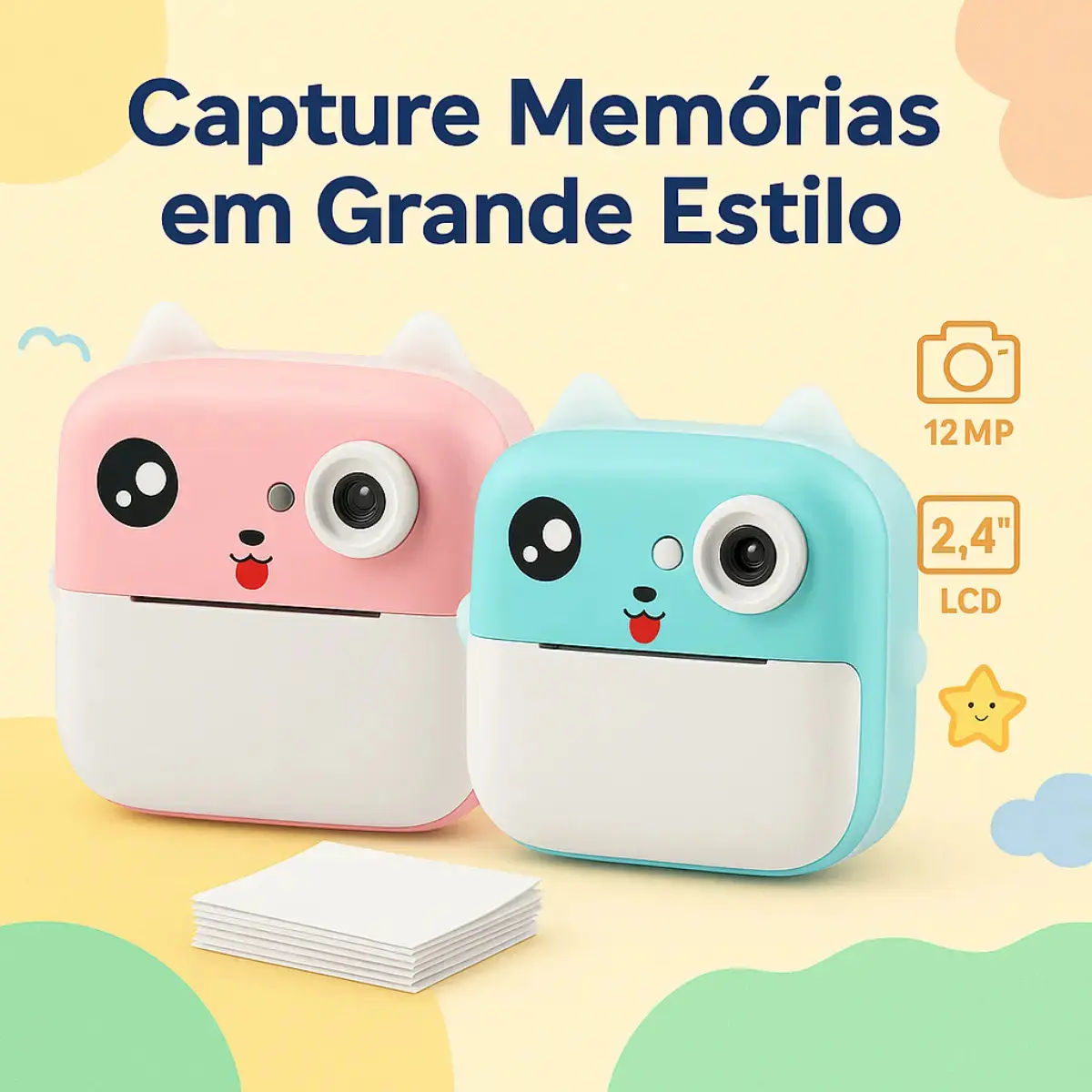 Câmera Infantil Instantânea Full Hd Fotos Jogos Divertidos Cor Rosa thumbnail 4