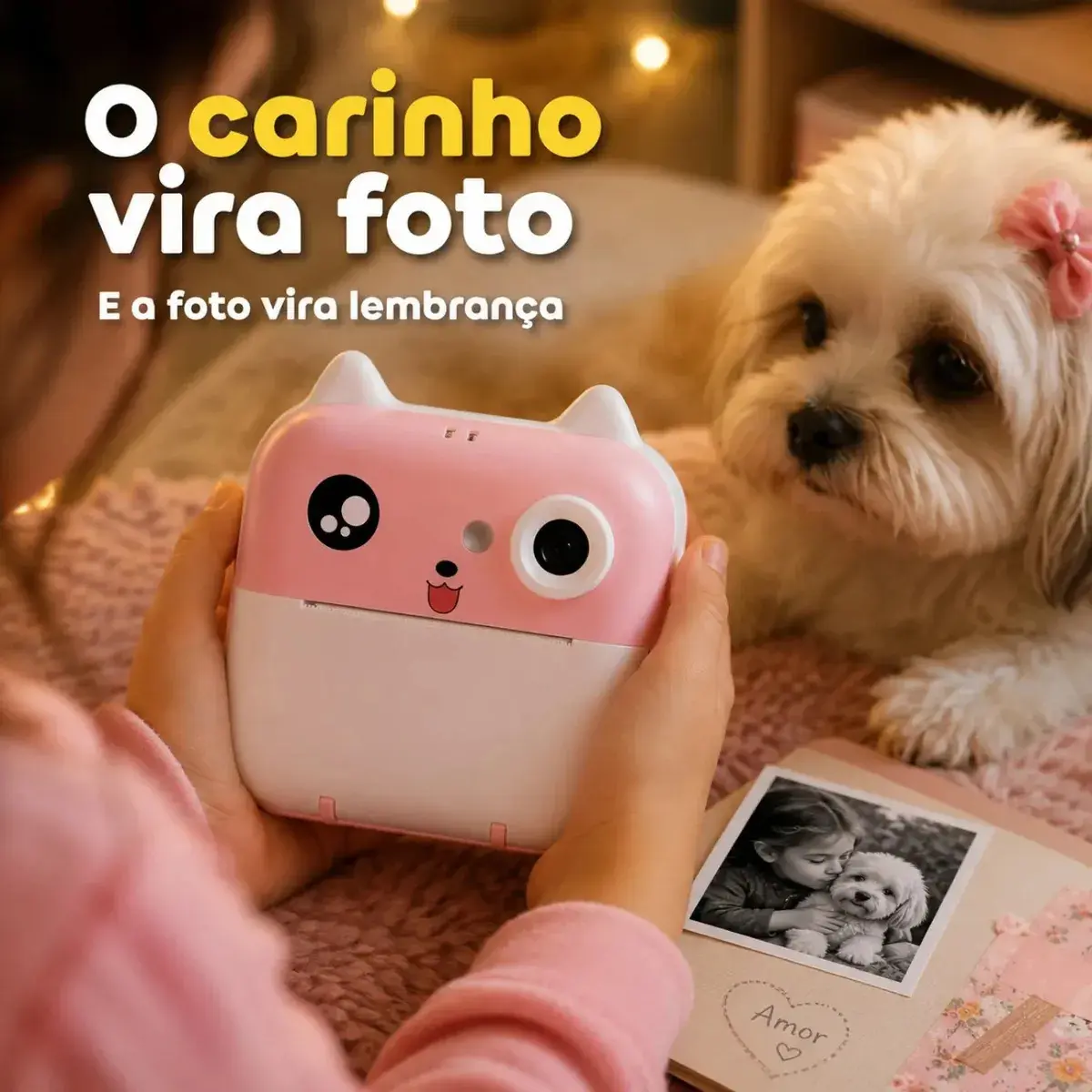 Câmera Infantil Instantânea Full Hd Fotos Jogos Divertidos Cor Rosa thumbnail 5
