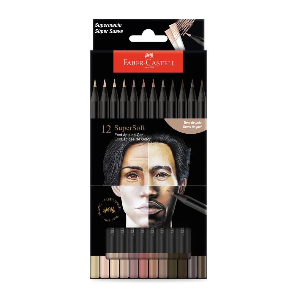 Lápis De Cor, Faber-Castell, Ecolápis Supersoft, 210713, 12 cores Tons de Pele - 1