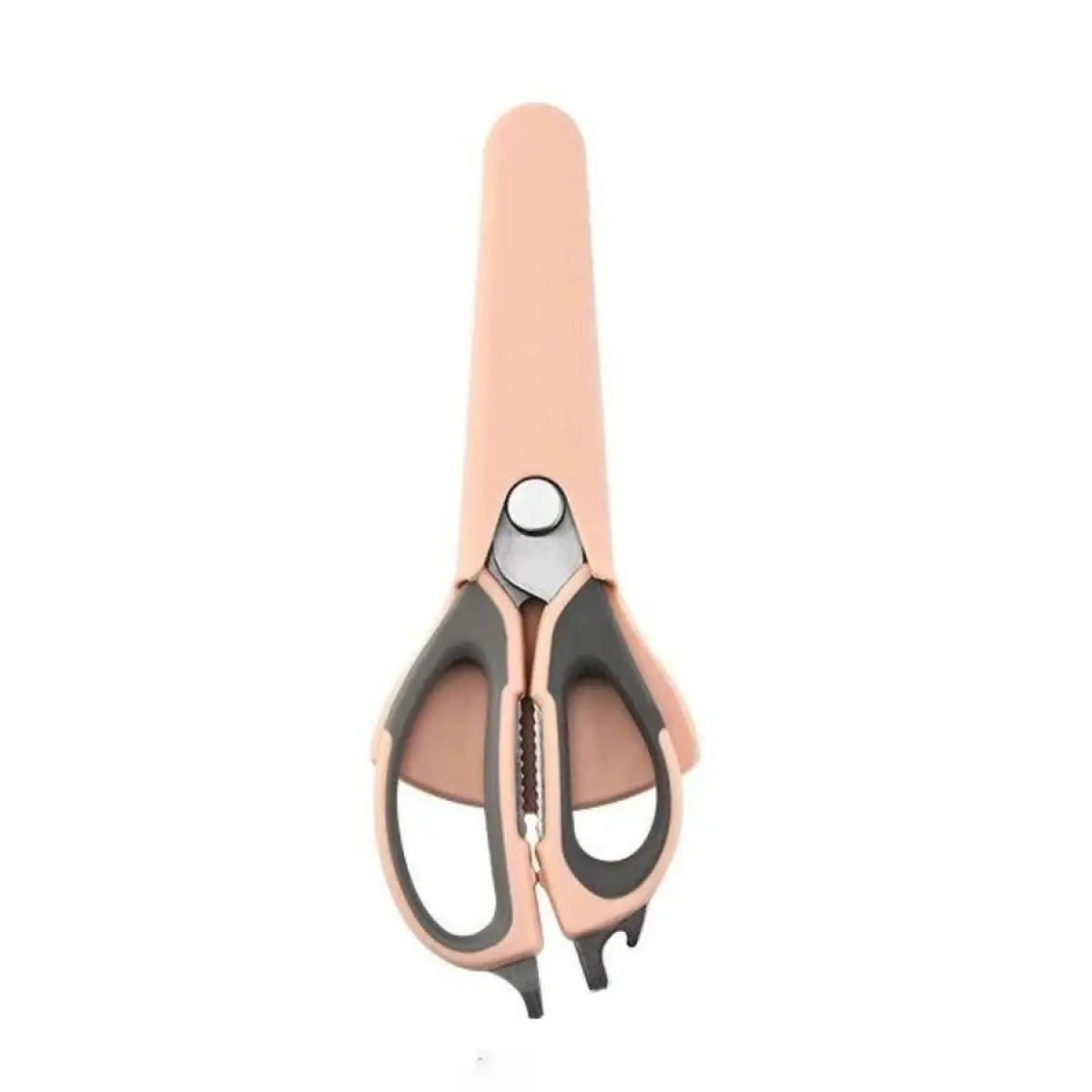 Tesoura de Cozinha Multiuso 7em1 Cabo Ergonômico 23cm Aço Inox Cortar Alimentos Frango Peixe Multiuso Premium (Rosa) - 1