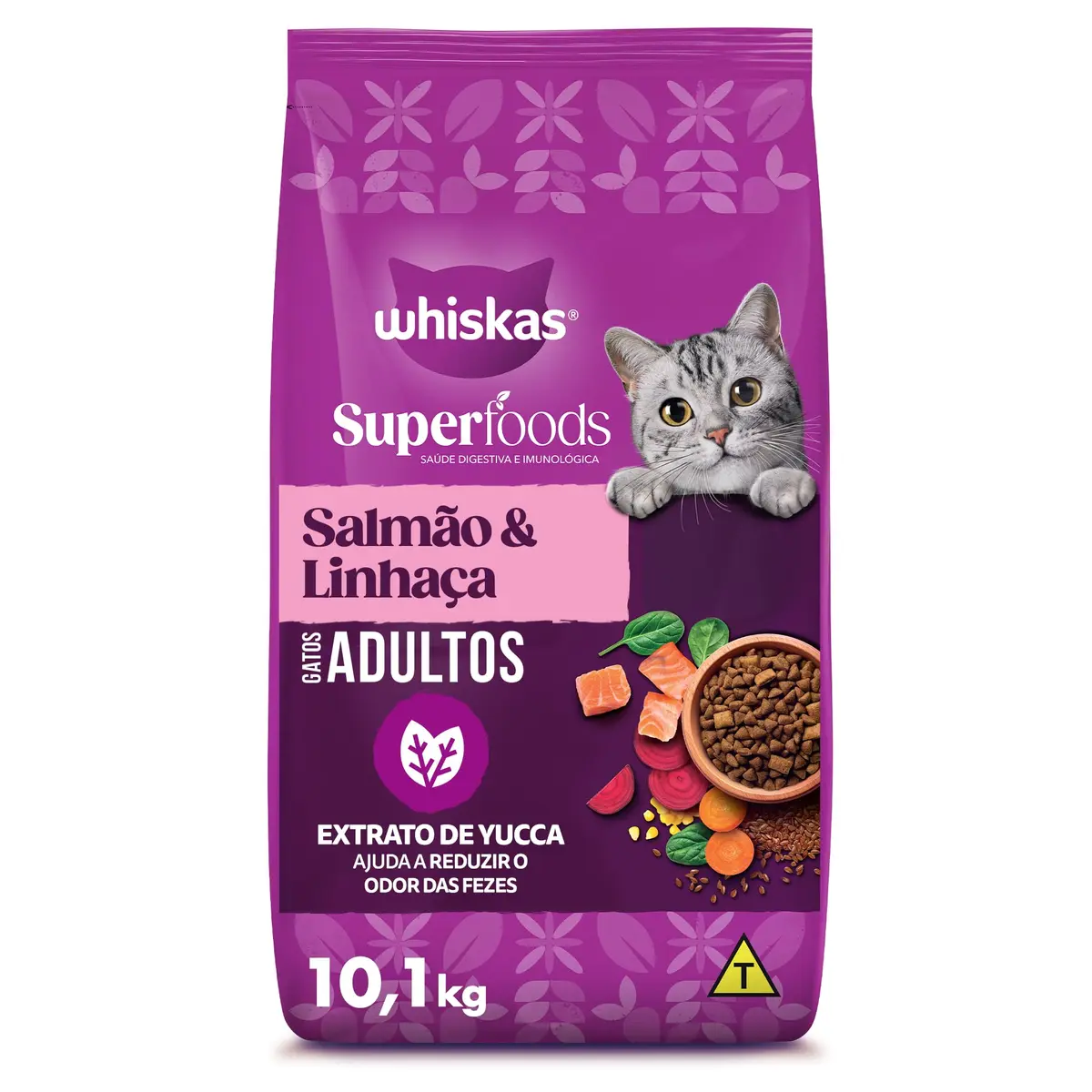Ração Whiskas Superfoods Salmão e Linhaça Gatos Adultos 10,1kg