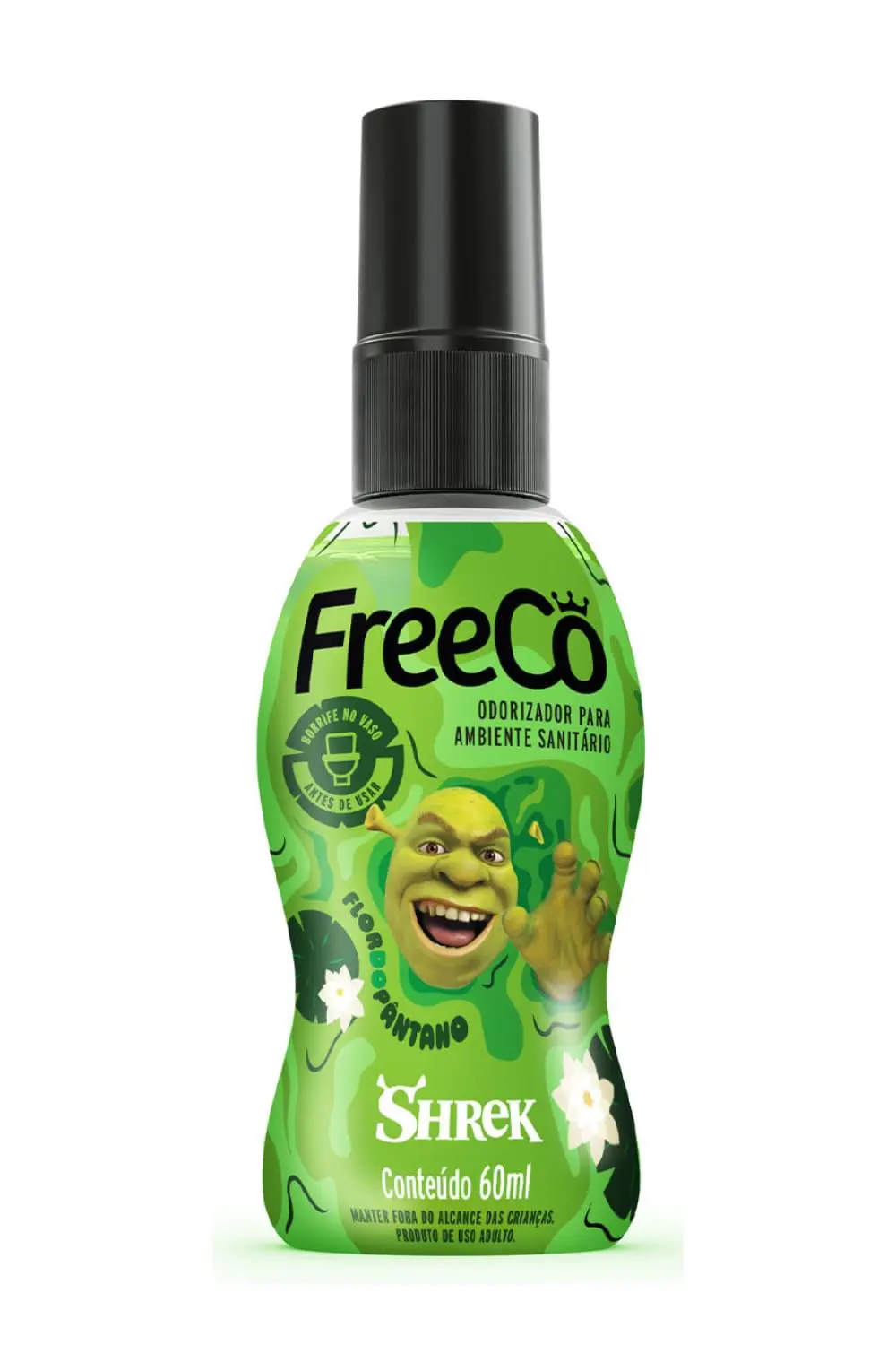 FreeCô Bloqueador de Odores Sanitários - Shrek Cheirinho de Flor do Pântano 60ml