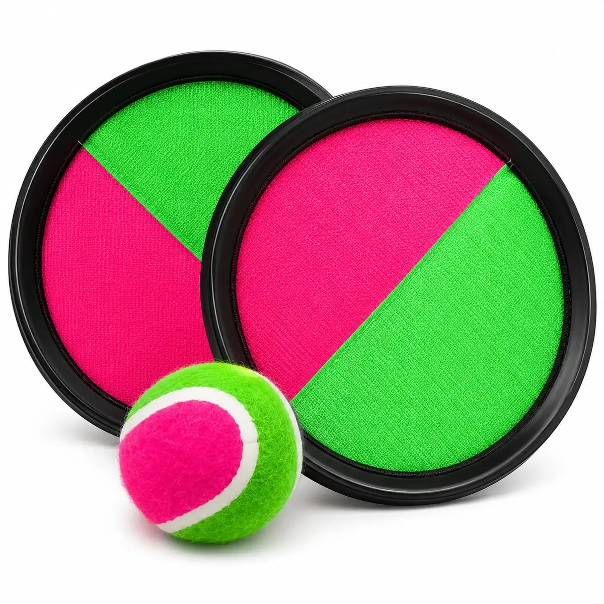 Kit 2 Raquetes de Veludo com Bola Que Gruda, Bateu Colou, Frescobol, Jogo de Pega Bola para Crianças e Adultos, Brinquedo Esportivo para Praia, Parque e Quintal