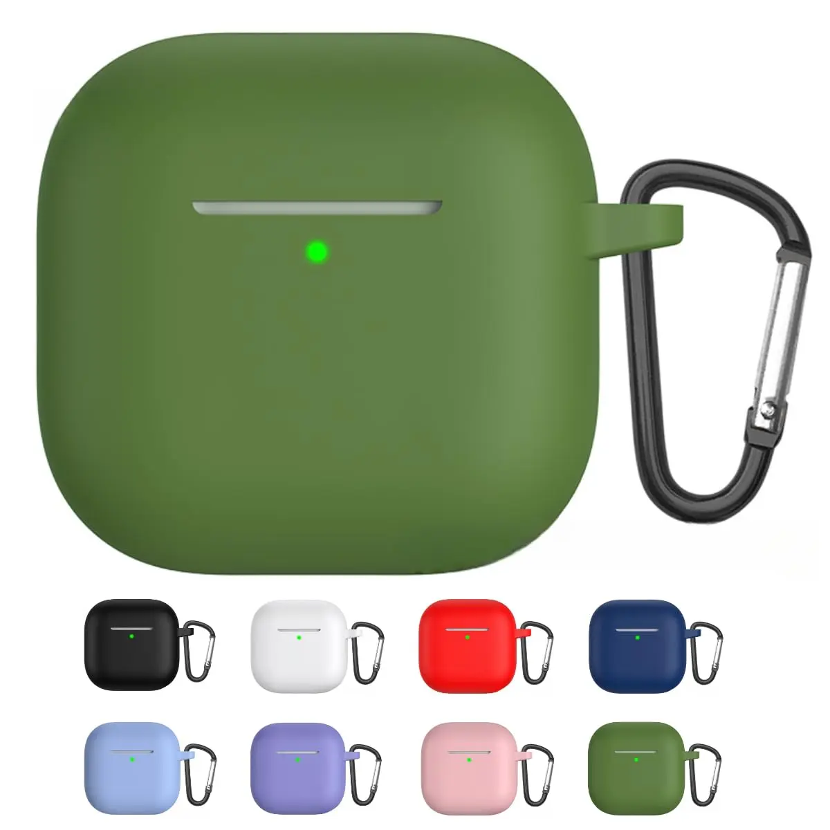 Capa Protetora de Silicone para AirPods 4ª Geração com Mosquetão – Antipoeira, Antiqueda (Verde) - 1