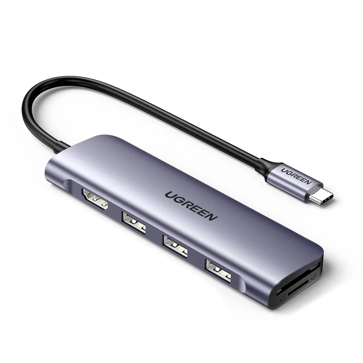UGREEN Revodok 106 USB C Hub 6 em 1 USB C Dongle 4K HDMI, 3 portas USB 3.0, leitor de cartão SD/TF compatível com MacBook Pro, MacBook Air, iPad, iPhone 15 Pro/Pro Max. Cinza