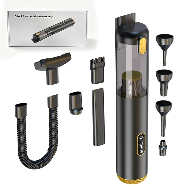 Aspirador Portátil Premium 3 em 1 115W 10.8V Alta Potência Sem Fio Soprador e Bomba de Ar Carro Casa Tipo C