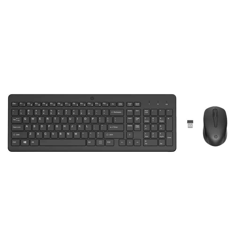 Combo de Teclado e Mouse sem Fio HP 330 - com 1600 DPI, Dongle USB Wireless, Digitação Silenciosa, Precisa e Confortável, Layout ABNT2, Preto (2V9E6AA#AC4)
