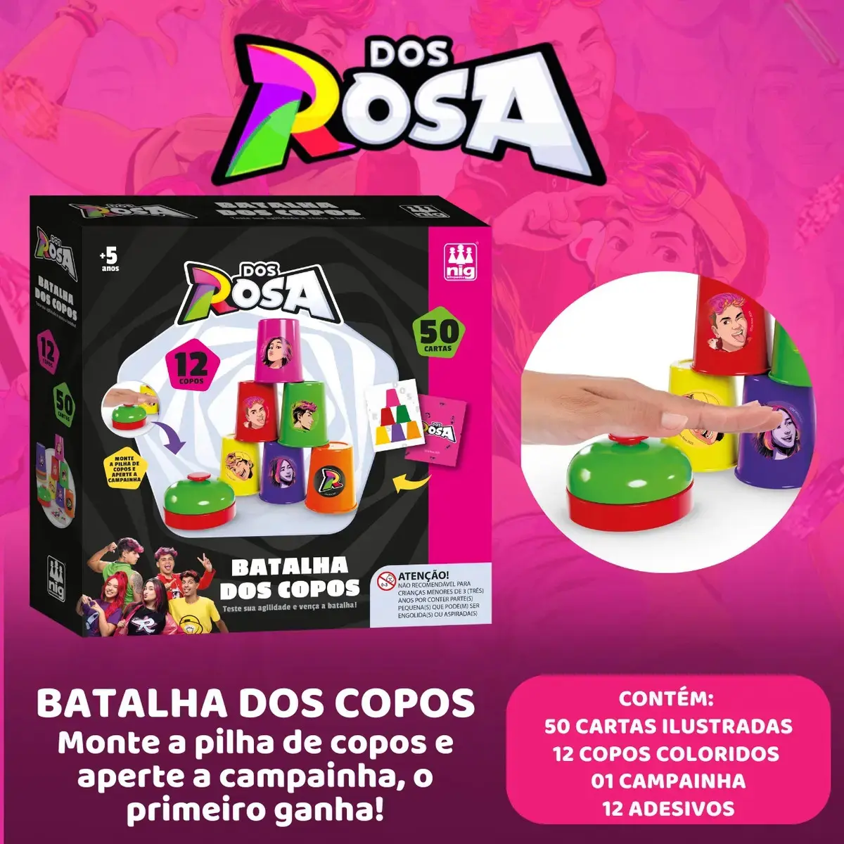 Brinquedo Batalha Dos Copos Dos Rosa Jogo Infantil Educativo thumbnail 2