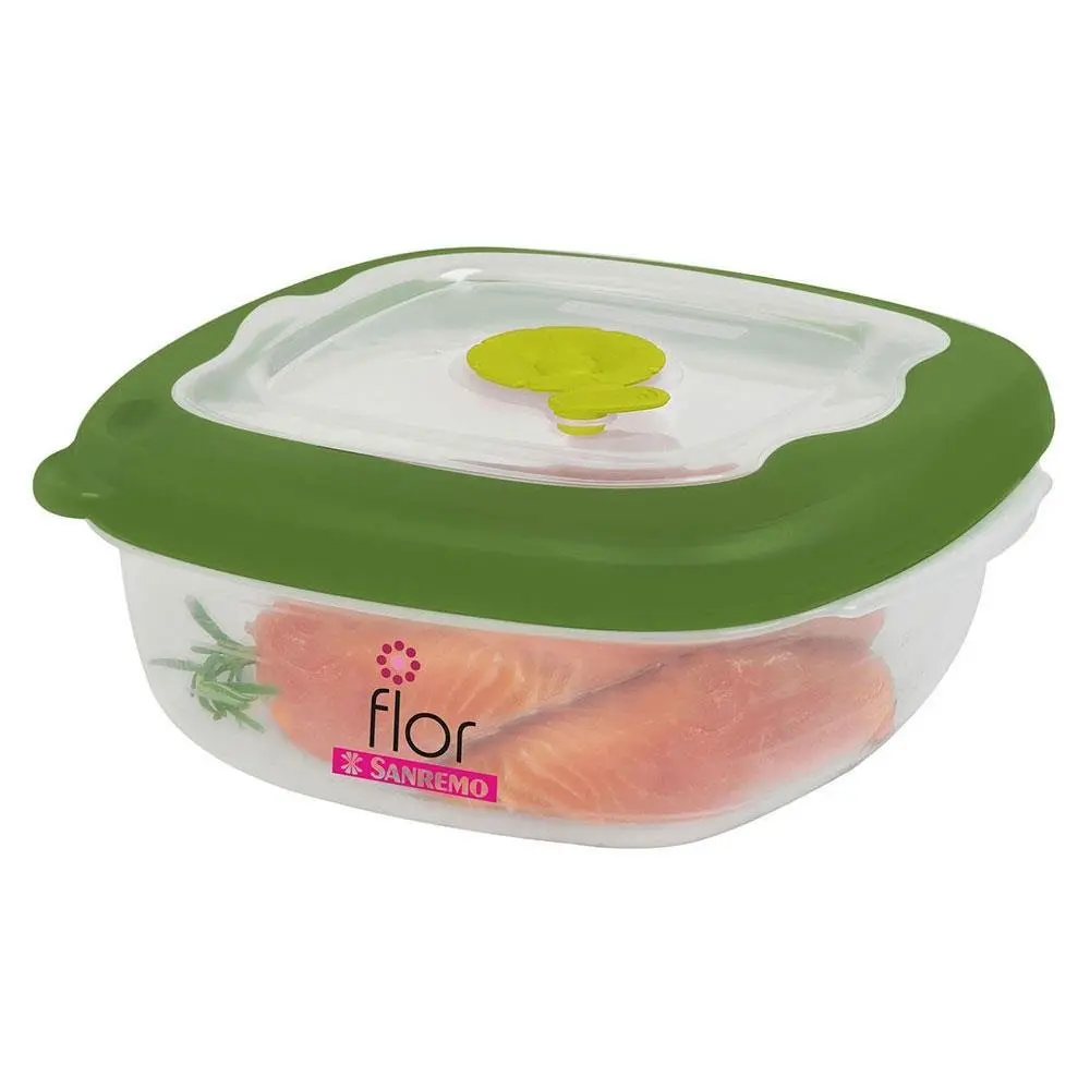 Sanremo - Pote Hermético Plástico Quadrado de 920ml, Linha Flor - 1