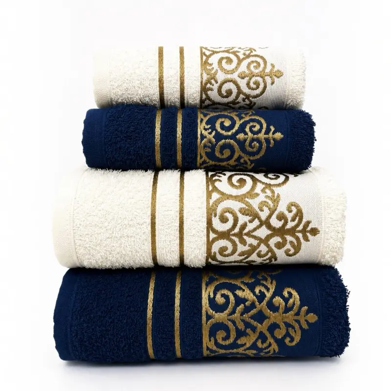 Jogos de Toalhas Banho e Rosto Algodão 4 Peças Premium 1,45m X 75cm - 100% Algodão Alta Absorção - 1