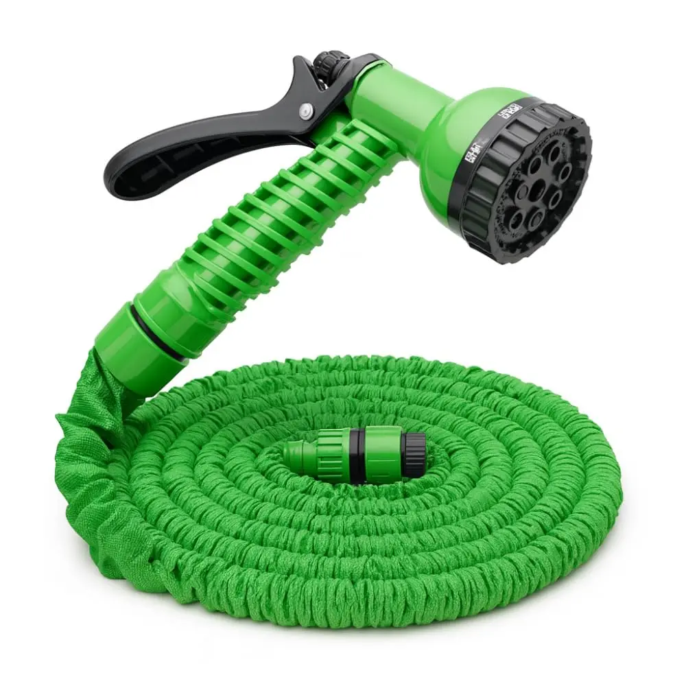 Mangueira Mágica Extensível e Retrátil com Esguicho 7 Funções e Conectores em Metal Resistente – Alta Pressão, Flexível e Antitorção para Jardim, Quintal e Lavagem (30 METROS)