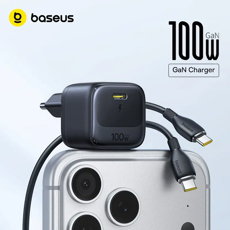 【Mini Carregador】Baseus Carregador Rápido de 100W USB C para iPhone 17 16 Pro Max iPad Tablet Xiaomi Carregador GaN