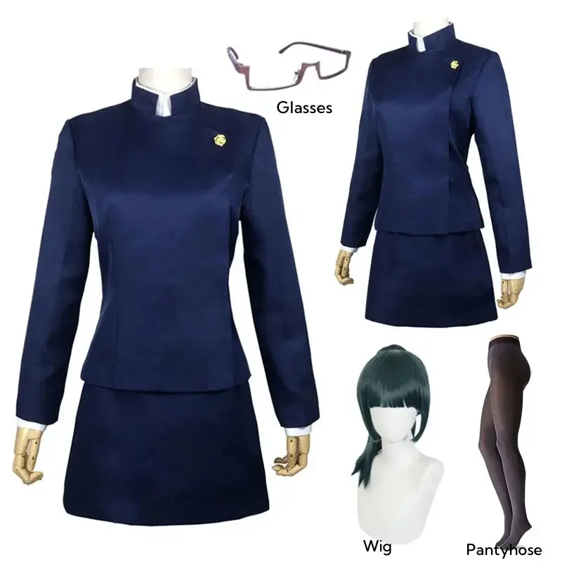 Julongsu kaisen maki zenin cosplay traje maki zenin óculos peruca saias superiores conjunto completo maki uniforme de festa de halloween para mulheres