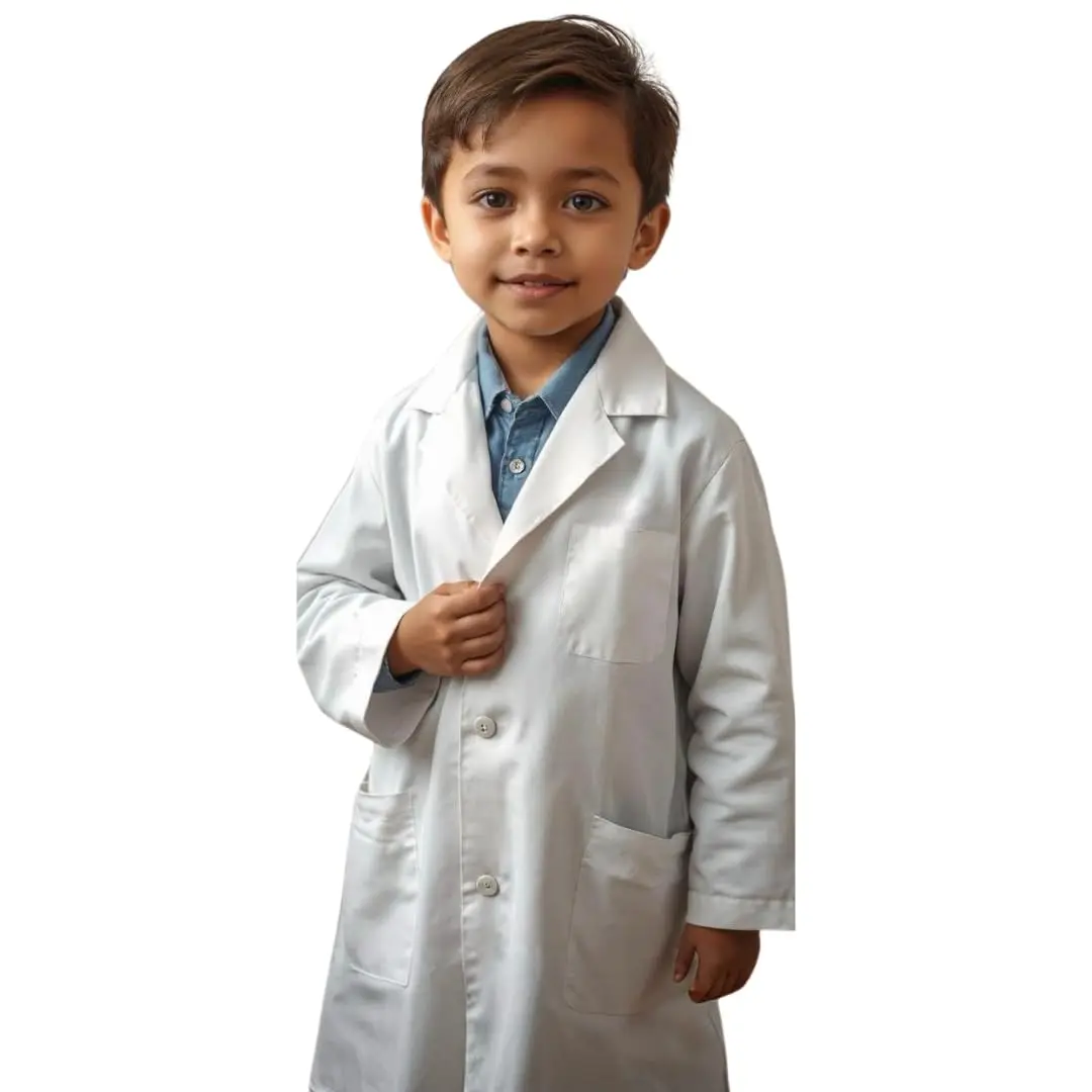 Avental Jaleco Infantil Manga Longa Oxford 3 Bolsos