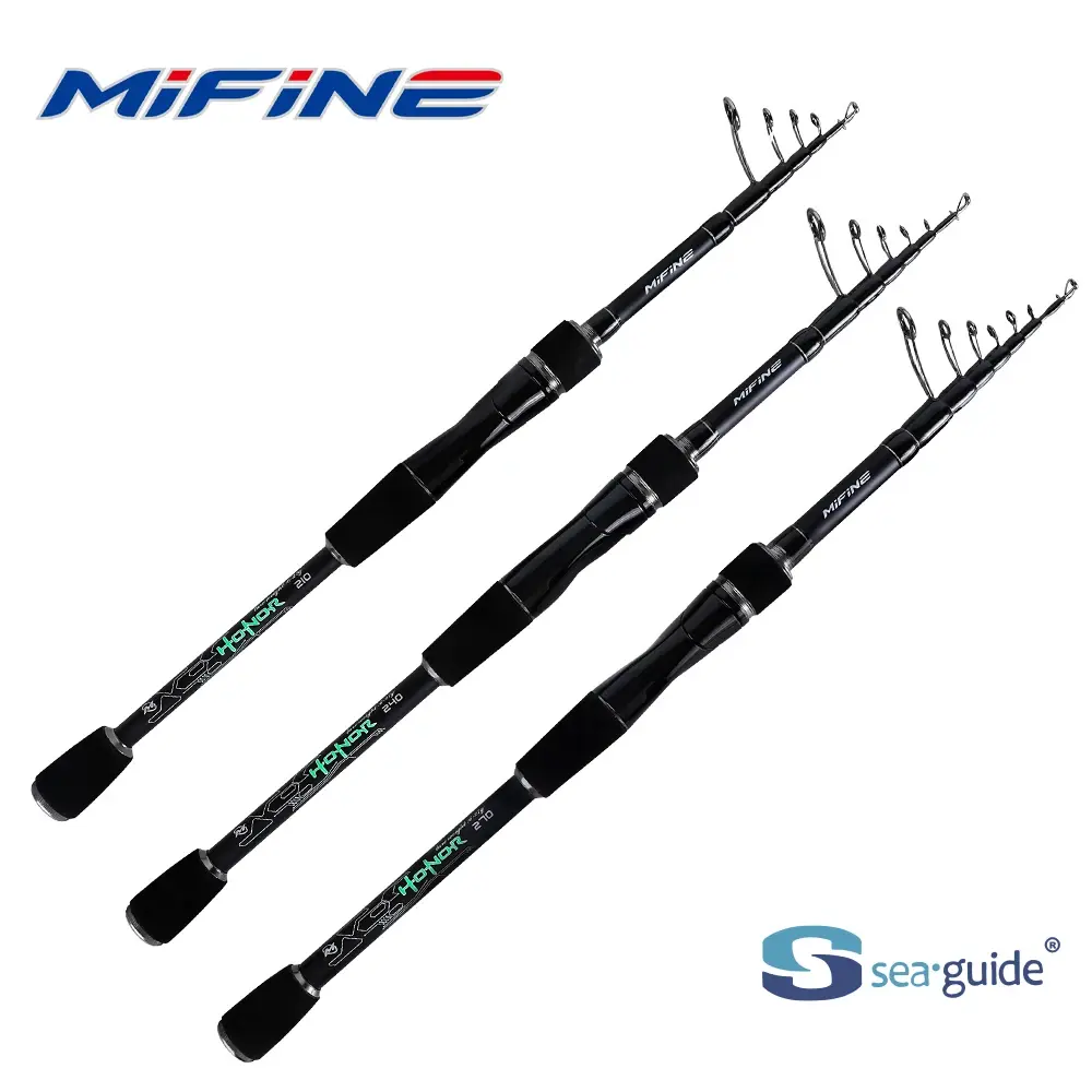 MIFINE HONOR-vara de pesca telescópica, 24T, fibra do carbono, 2.1M, 2.4M, 2.7M, haste girando do curso, isca peso 3-18g, 6-27g, hastes ponta sólida