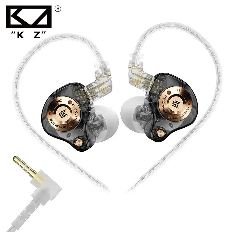 Fones de ouvido intra-auriculares KZ EDZ HIFI com driver dinâmico, graves estéreo, fones de ouvido HiFi para música e jogos, monitor intra-auricular esportivo.