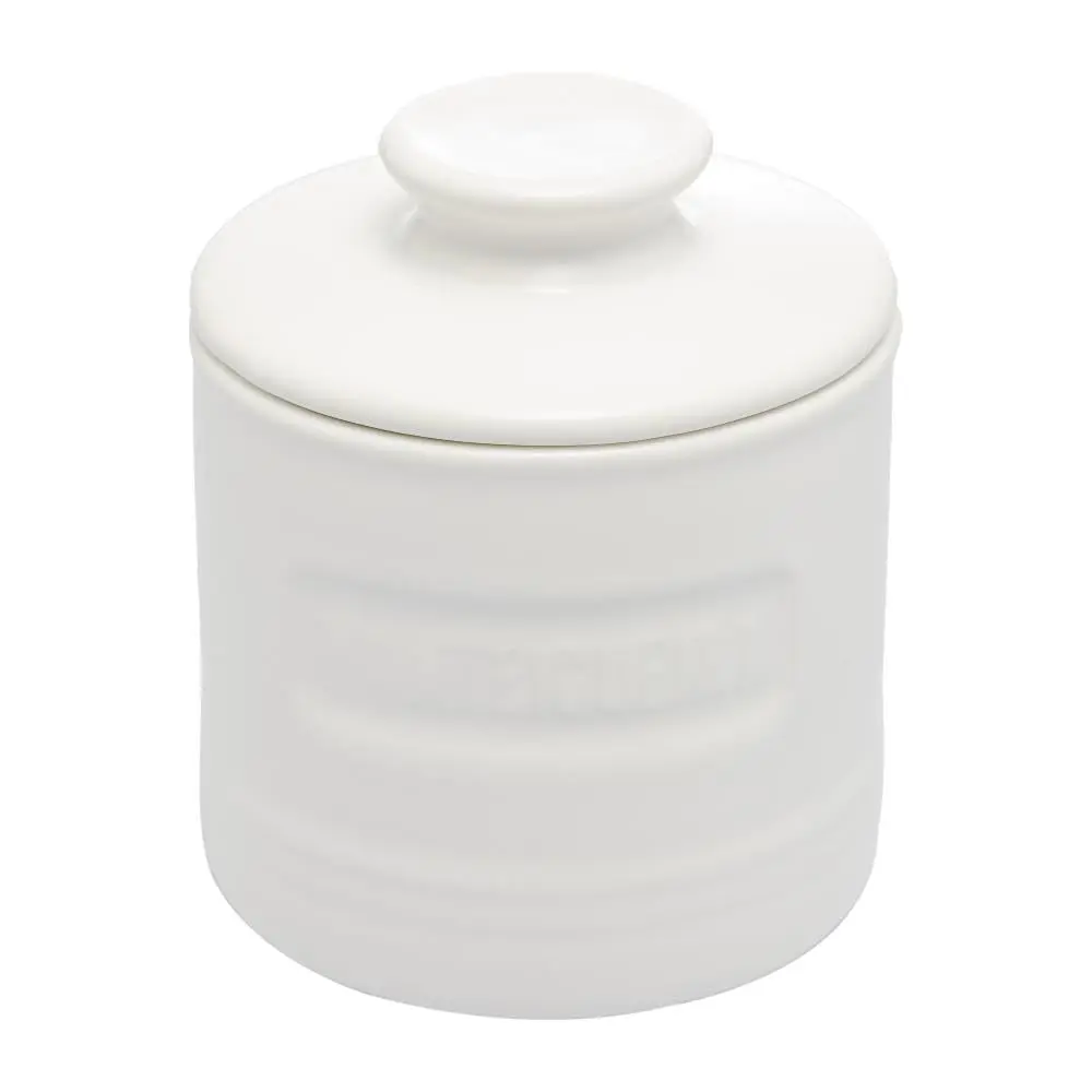 WOLFF - Manteigueira Francesa de Cerâmica com Tampa Branca Matte 8cm x 8cm x 9cm