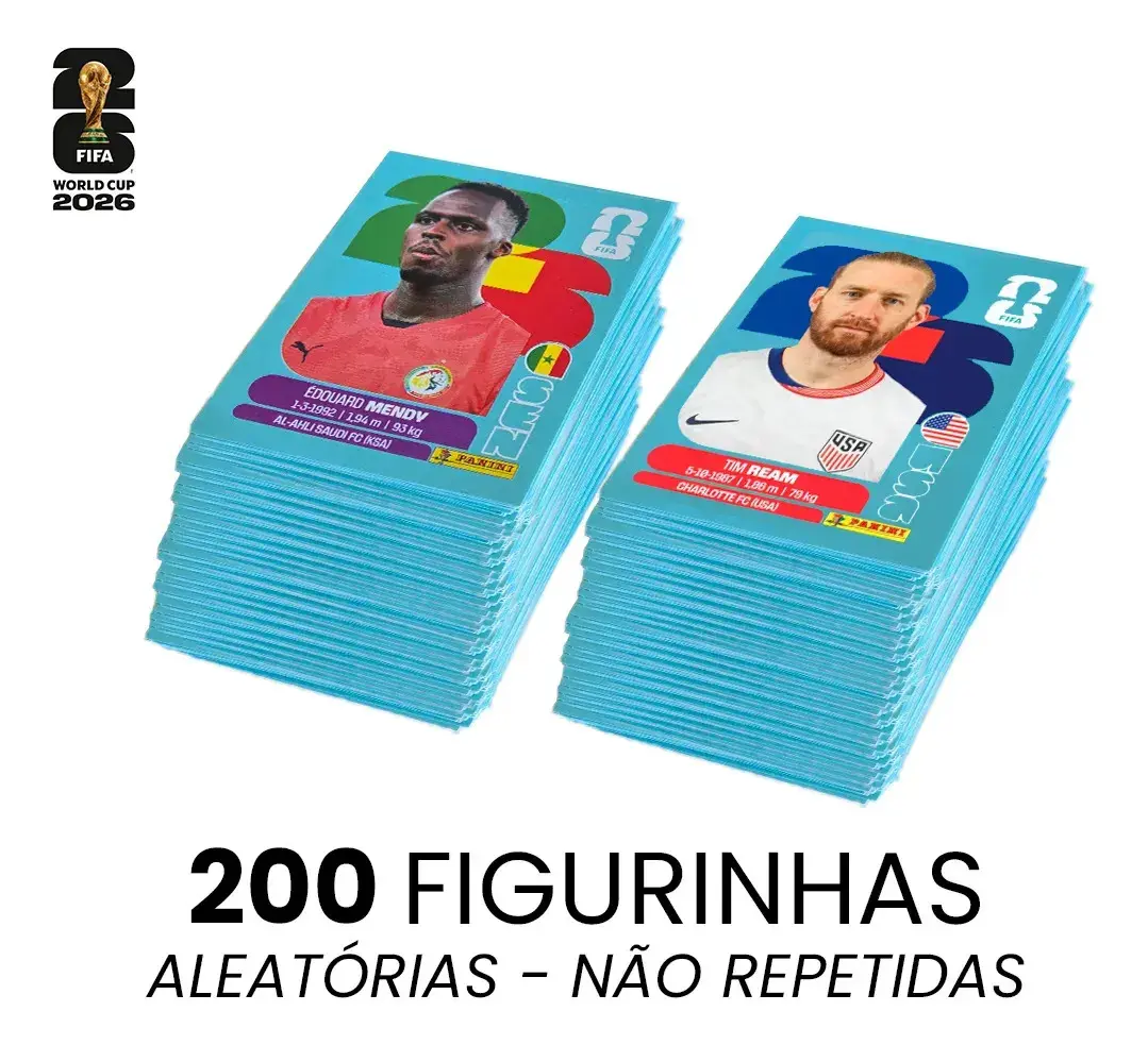 Kit 200 Figurinhas Copa Mundo 2026 Avulsa SEM Repetição Panini Figurinhas Sortidas Copa Do Mundo