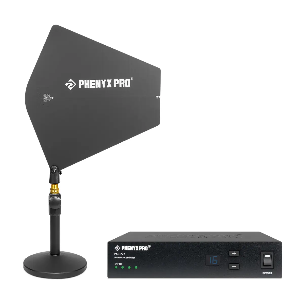 Pacote combinador de antena sem fio Phenyx Pro PAS-227X UHF para sistema de monitor intra-auricular, controle de ganho 16, faixa de frequência de 450-970 MHz - 1
