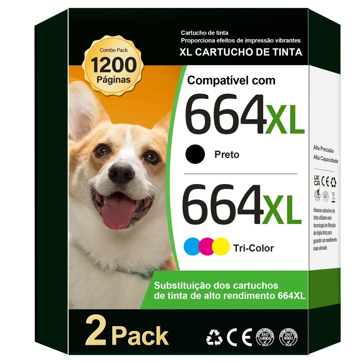 TECKKIN Cartucho de Tinta Compatível para HP 664 664XL Para DeskJet 2136 | Compatível para HP Deskjet Ink Advantage 1115 1118 2135 2675 3635 3638 3775 3835 4535 4675 5075 5275 (1 Preto, 1 Colorido)
