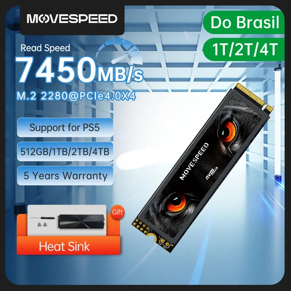Movespeed 7450 mb/s ssd nvme m.2 2280 4tb 2tb 1tb disco rígido de estado sólido interno m2 pcie 4.0x4 2280 ssd unidade para ps5 computador portátil - 1