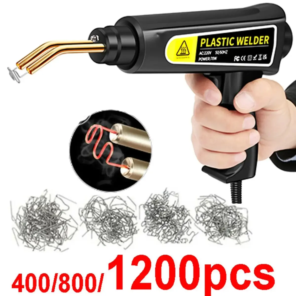 Máquina De Solda De Pistola De Calor De Plástico, Amortecedor De Ferro De Solda Grampos, Reparação De Amortecedor, Kit De Ferramentas Do Carro, Grampeador Quente, Soldador De Plástico, Novo - 1