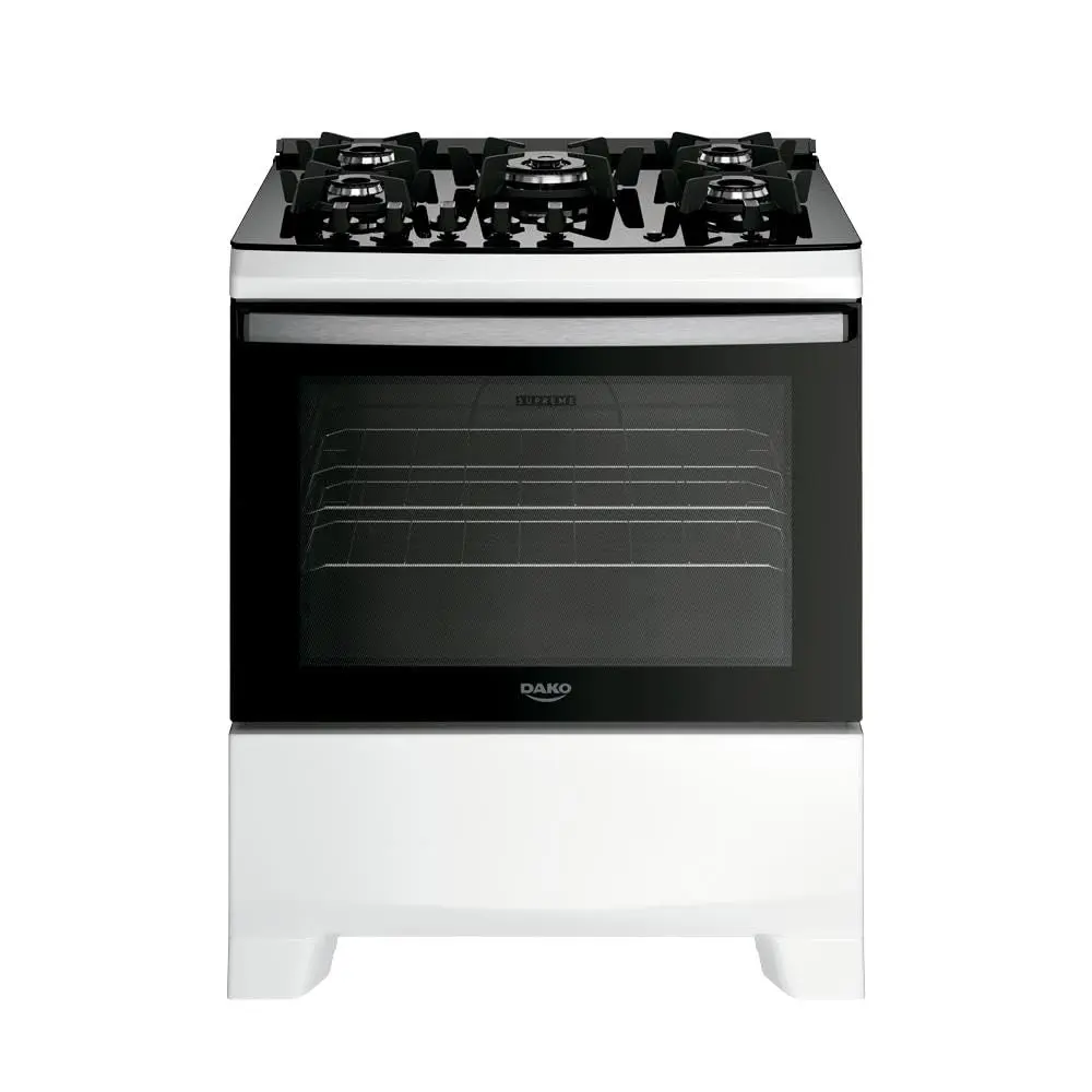 Fogão 5 Bocas Dako Supreme Glass Mesa De Vidro Branco Bivolt