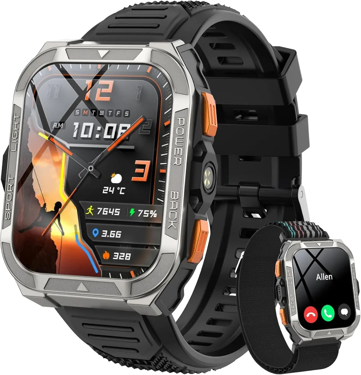 Smartwatch Militar Blackview com GPS - Bateria 100 Dias, Lanterna, Bússola, AI (ChatGPT), 170+ Esportes, IP68, Chamadas - iOS/Android - 1