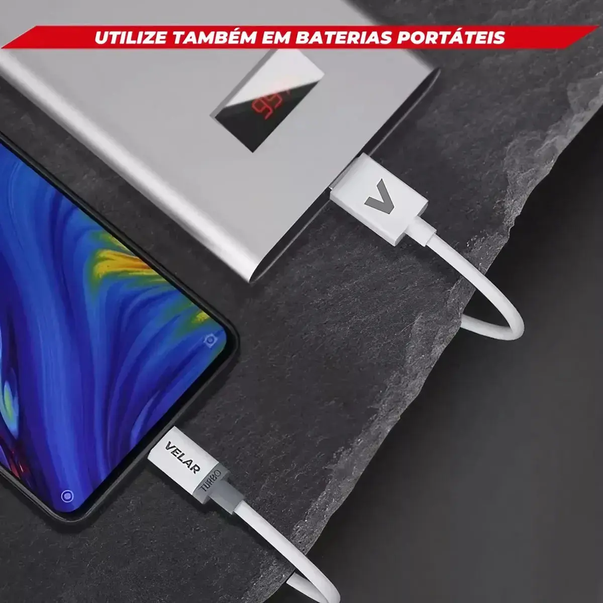 Cabo Usb Carregador Celular USB 3 Metros Turbo 4.0 Branco thumbnail 4