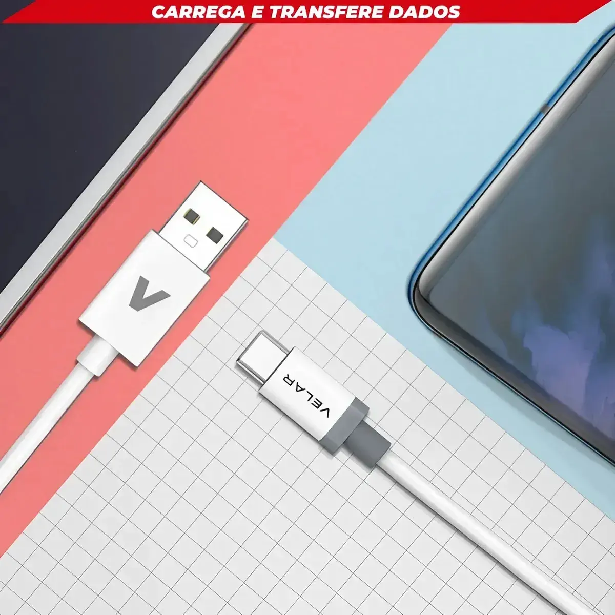 Cabo Usb Carregador Celular USB 3 Metros Turbo 4.0 Branco thumbnail 5