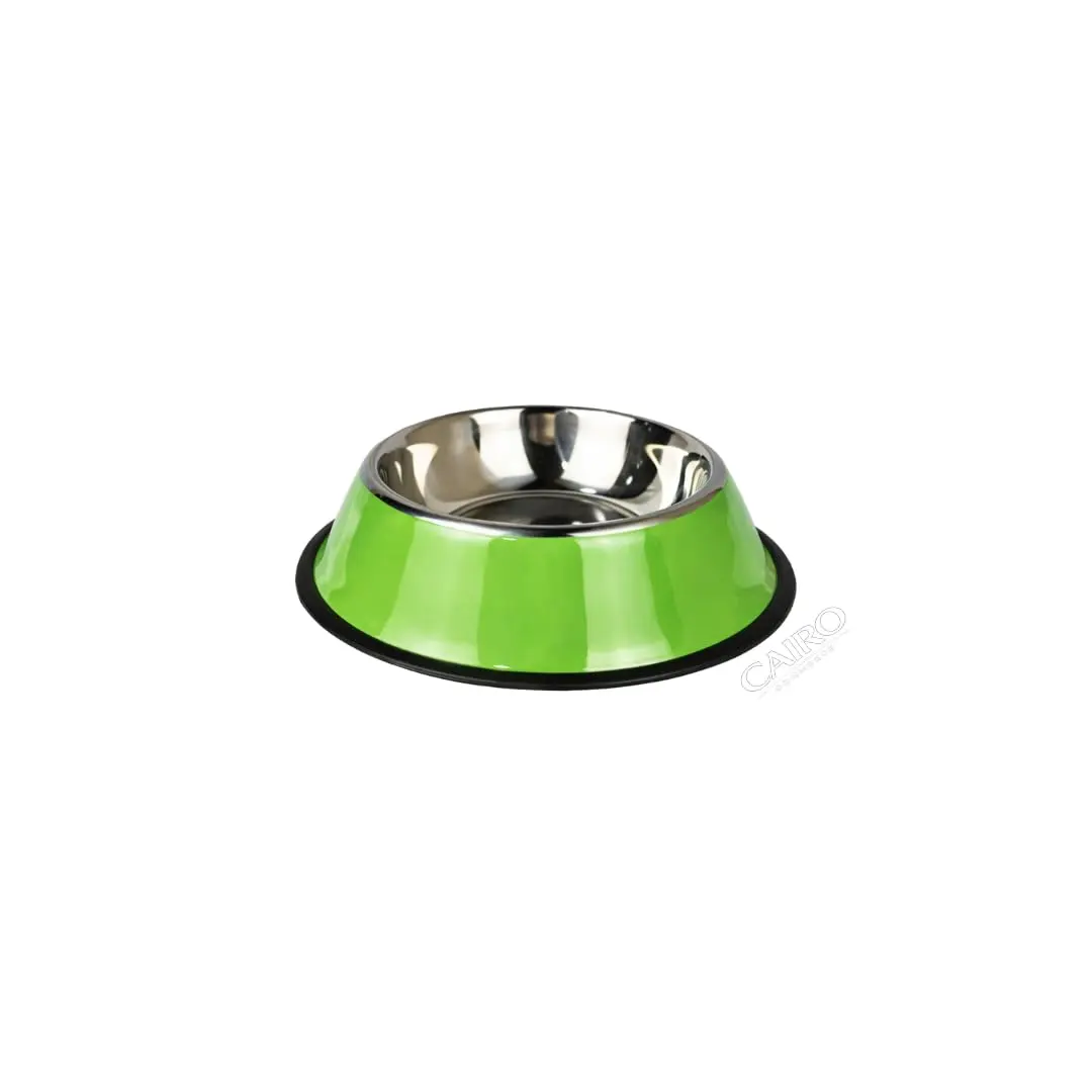 Comedouro Pet em Aço Inox com Base Antiderrapante Colorido para Cães e Gatos Para Ração e Água (Verde)