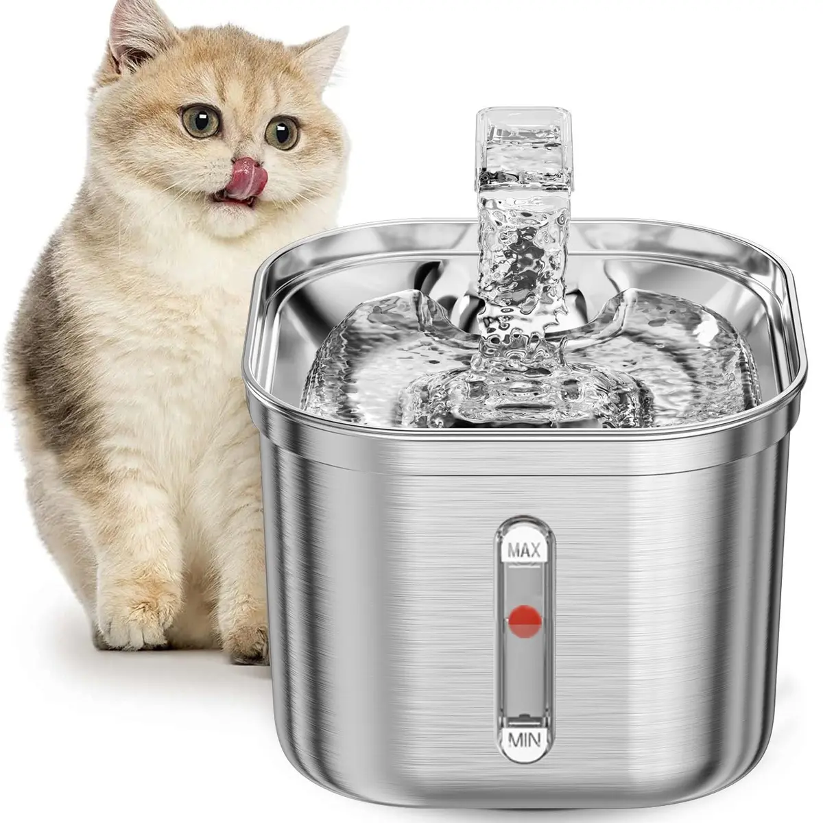 Gavzrt Bebedouro Fonte de Água Inox 2L Silencioso com Filtro Automático para Gatos e Cães, Bebedouro Gato Tipo Fonte, Fonte de Água para Animais