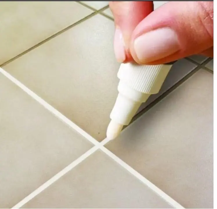 Caneta Reparadora de Rejunte Branca Impermeável, Remove Mofo e Renova Azulejos, Secagem Rápida, Fácil Aplicação, Ideal para Banheiro, Cozinha e Piso