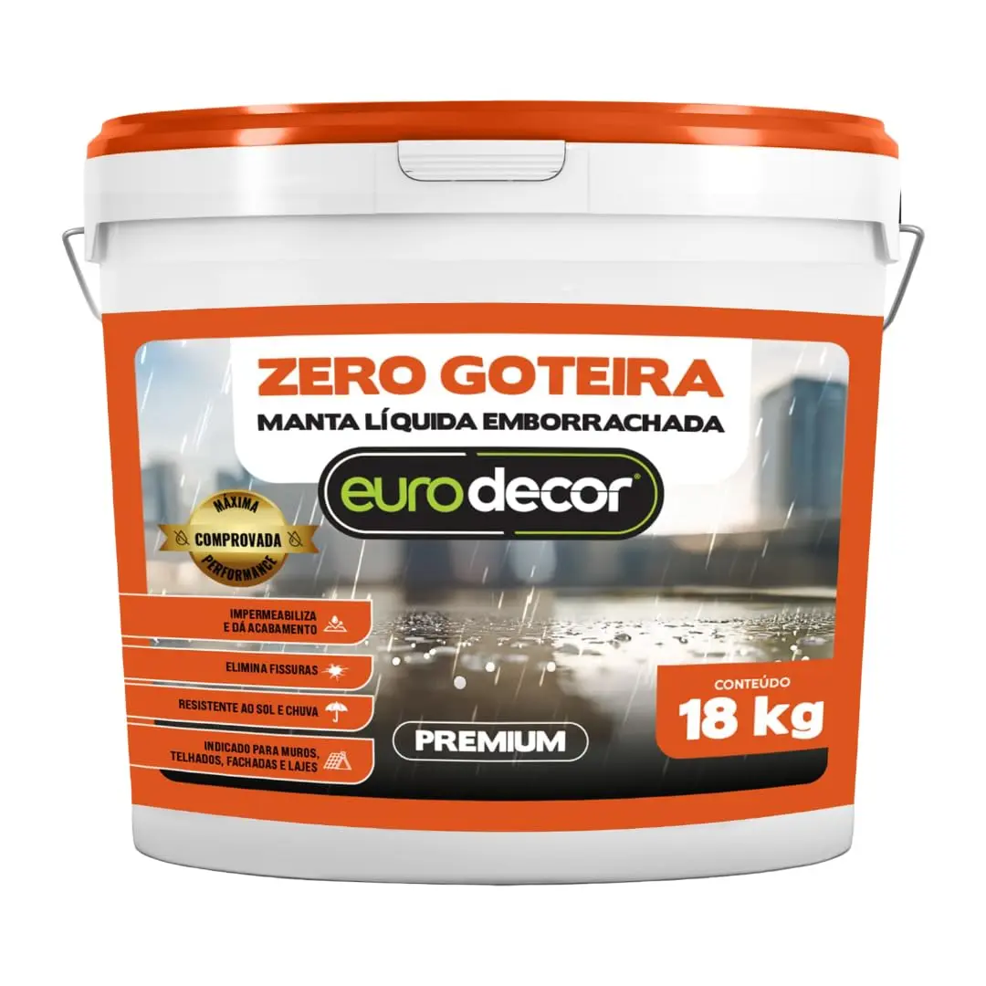 Manta Liquida Emborrachada Premium Euro Decor Zero Goteira 18KG Contra Fissuras Trincas Infiltrações (Telha)