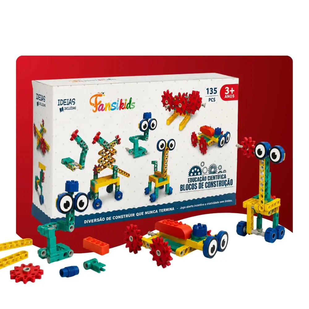 Blocos de Montar Didático Kit Educação Científica 135 Peças | Infantil STEM Brinquedo de Encaixar com Manual de Ideias Criativas para Crianças Estudantes Engenharia e Criatividade