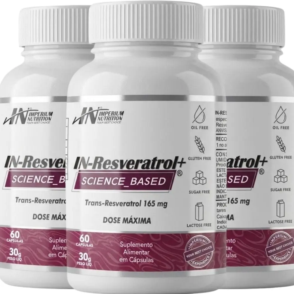 Combo 3x Resveratrol (IN-Resveratrol+ é Transresveratrol 180 Cápsulas) Imperium Nutrition - 1