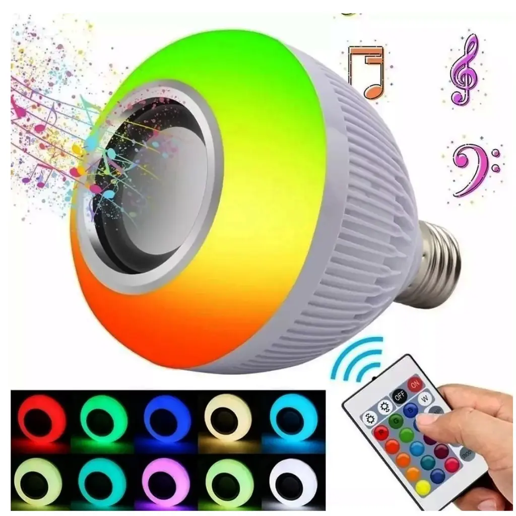 Lampada Musical Caixa Som Bluetooth Led Rgb Com Controle - 1