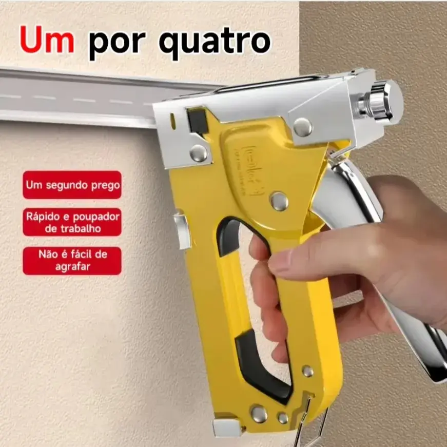 Grampeador de Alta Pressao Manual Com 600 Grampos Kit Completo Para Reparos Estofados e Projetos DIY em Casa