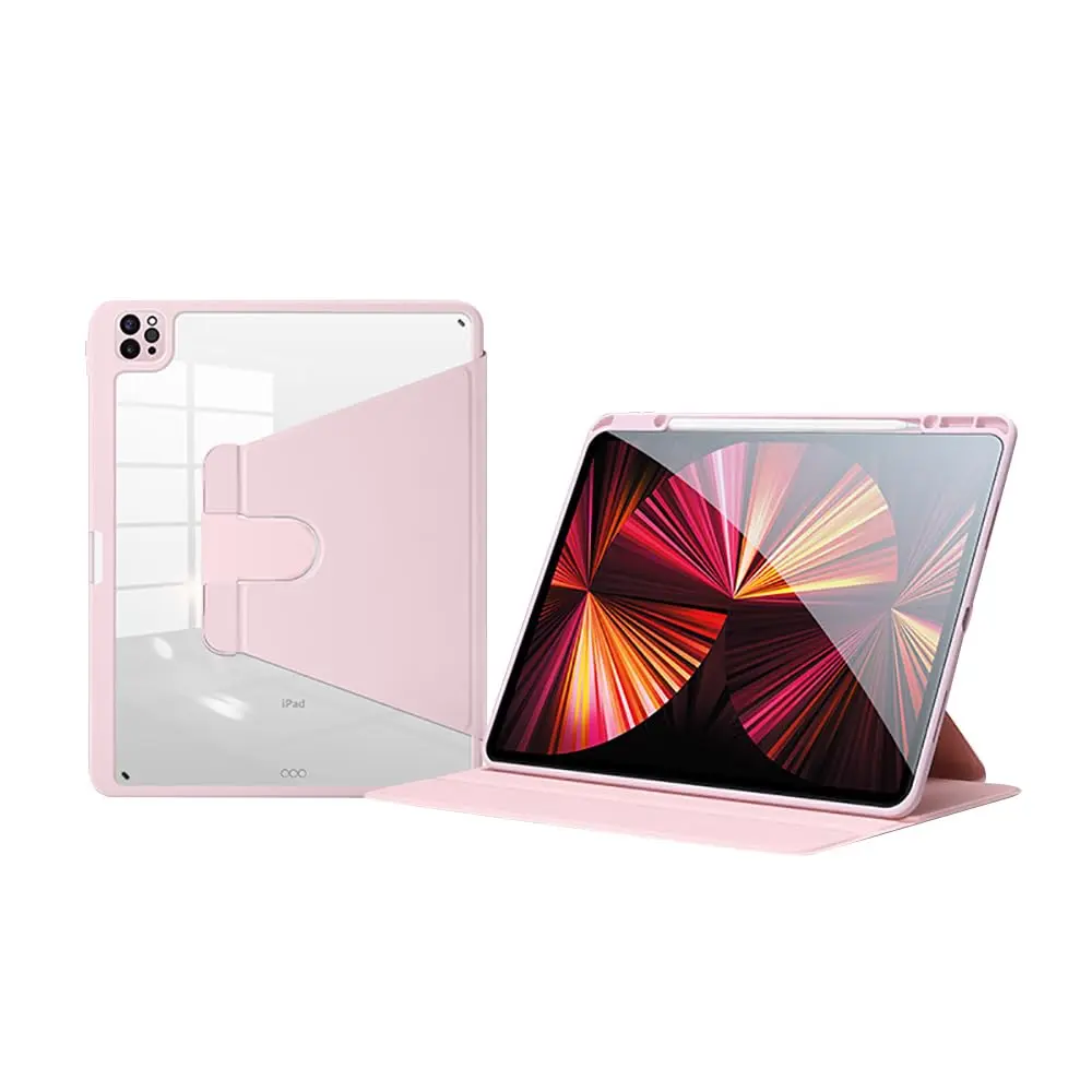 Case for iPad (A16) 11th Gen 11" 2025 & iPad 10th Gen 10.9" 2022, Clear Lightweight Shockproof Tri-Fold Stand Cover with Pencil Holder (Rosa)