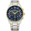 Relógio masculino de quartzo aço inox dourado/azul - 1