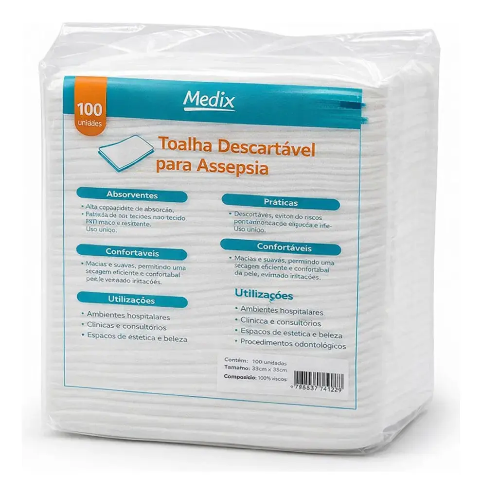 Toalha Descartável Medix Para Banho Leito Branco 100 Unidades - 1