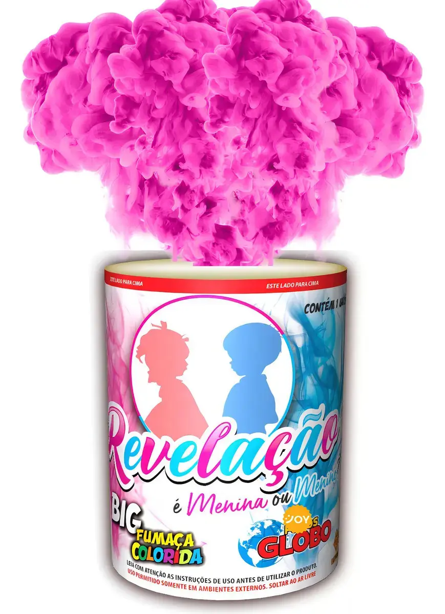 Fumaça Em Lata Latão 75mm Chá Revelação Rosa Menina - 01 Un
