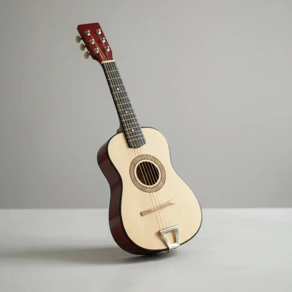 Mini Violão Infantil Brinquedo Madeira Cordas Em Aço Palheta Beje Hk9 thumbnail 8