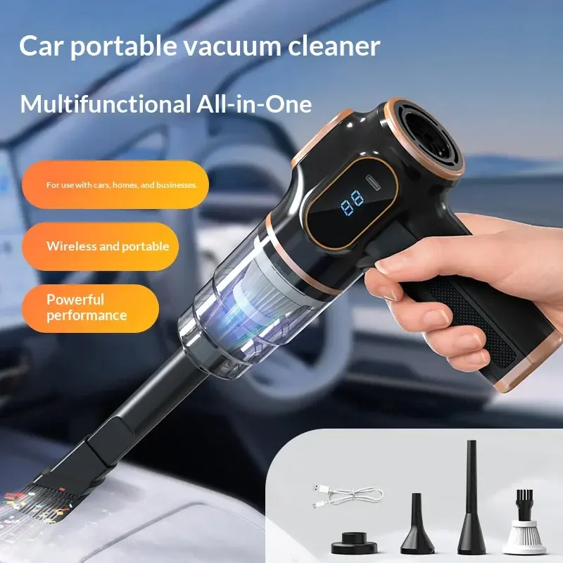 Aspirador de Carro Portátil Sem Fio com Funções de Sucção e Extração, Ferramenta de Limpeza Recarregável Específica para Carros