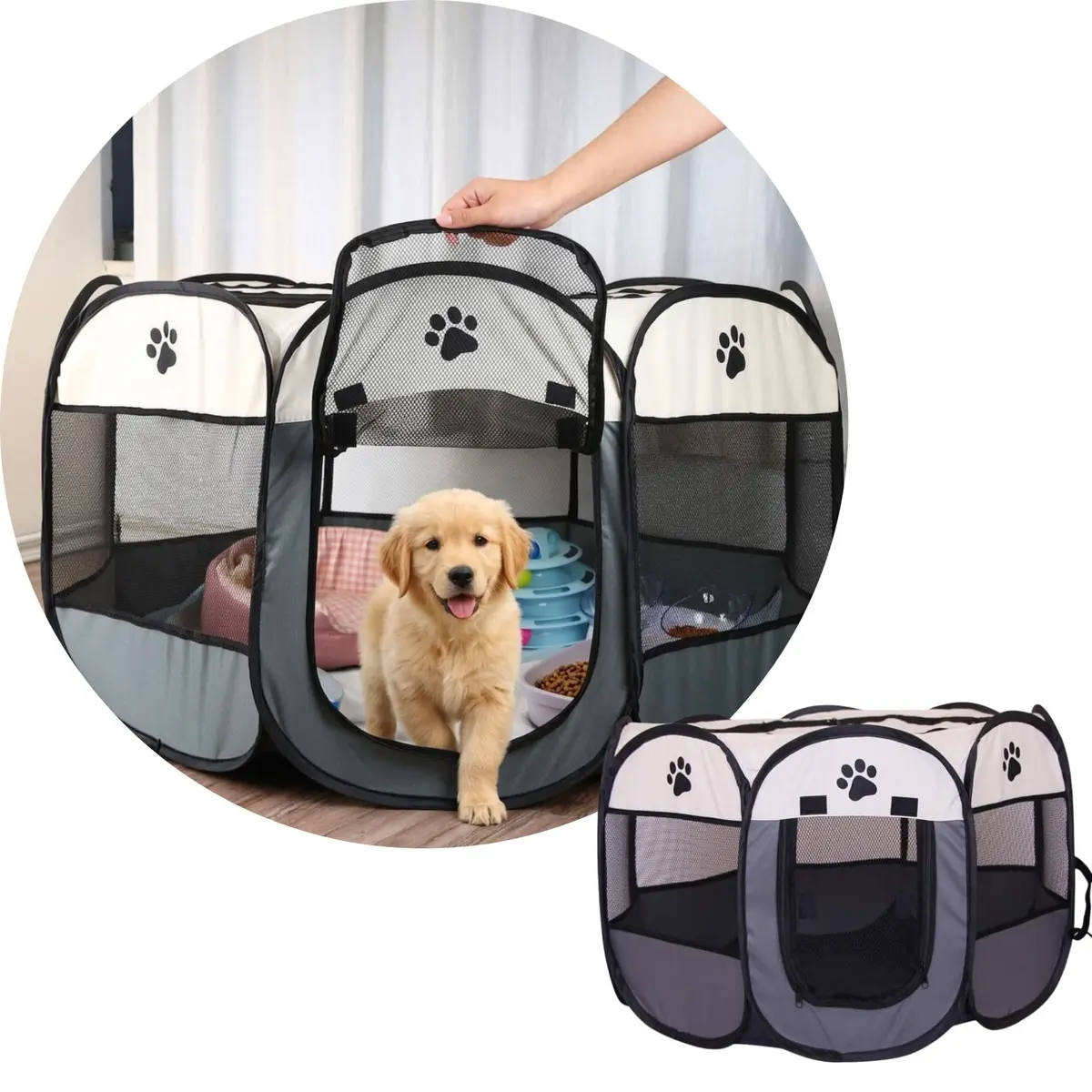 Cercadinho para Pet Dobrável e Portátil, Tecido Impermeável, Casinha para Cães, Gatos, Coelhos e Hamsters, de Fácil Montagem, Tamanho Grande - 1