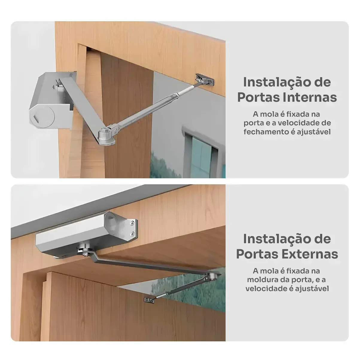 Mola Aerea Braço Amortecedor Hidráulica Fechar Porta Fechador Automatico Com Regulagem 25-45kg thumbnail 4