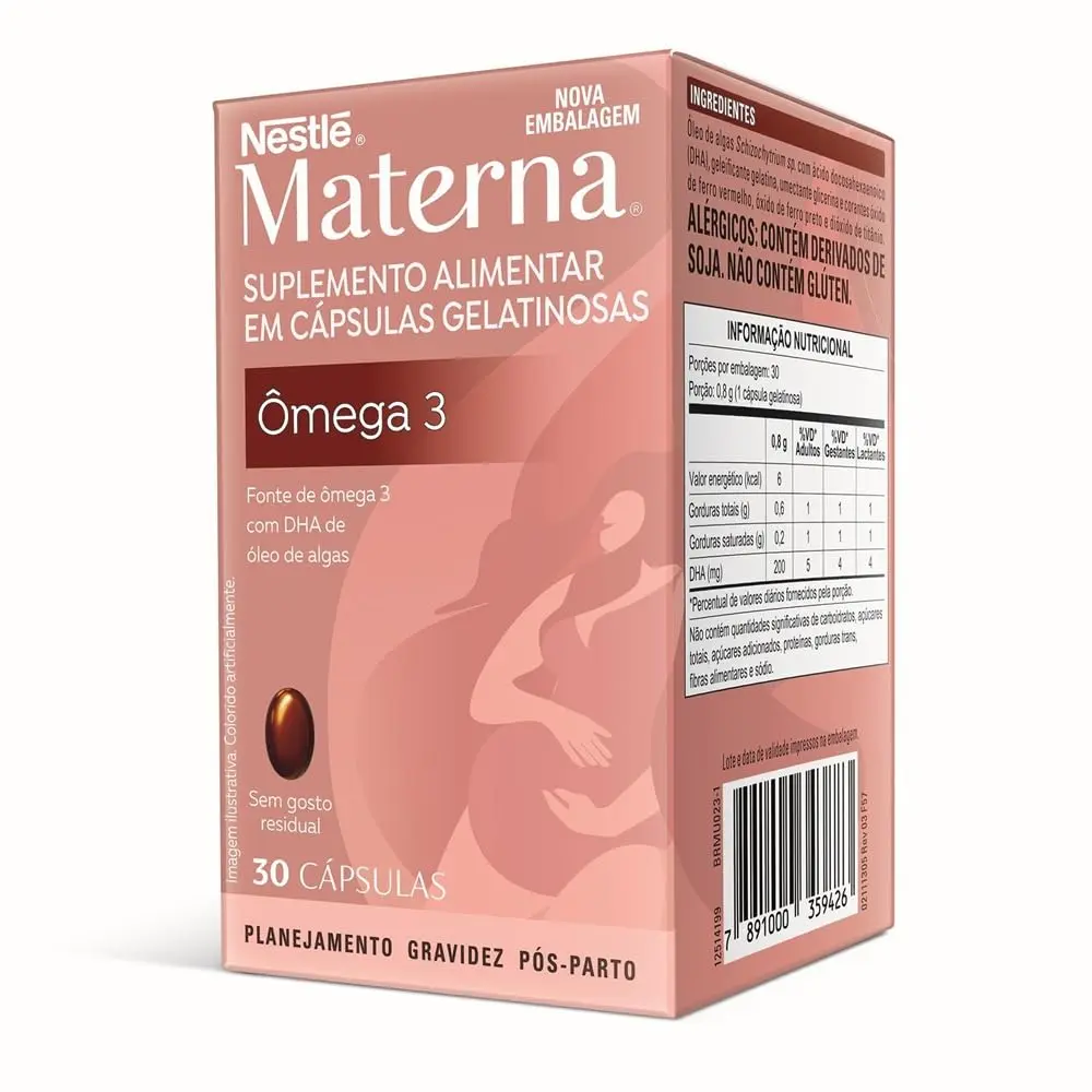 Suplemento alimentar em cápsulas Materna Ômega-3 30 unidades