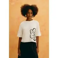 T-Shirt Cropped Rosa Del Caribe Off-white - 1